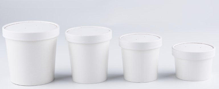 16oz White Kraft Paper Ice-cream Cup Gelato Yogurt Paper Cups with Lid 250 pcs